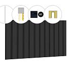 Rhombusprofiel plankenset vuren bij voorwand B, t.b.v. enkele deur, 228,5 x 285 cm, zwart gespoten.