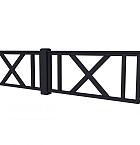 Hekwerk met kruis vuren type D, 328,5 x 73 cm, zwart gespoten.