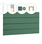 Zweeds rabat plankenset vuren bij voorwand D, t.b.v. dubbele deur, 328,5 x 285 cm, jungle groen gespoten.