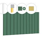 Rhombusprofiel vuren enkelzijdige wand B, 228,5 x 224 cm, jungle groen gespoten.