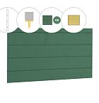 Blokhutprofiel vuren achterwand D, 328,5 x 186 cm, jungle groen gespoten.