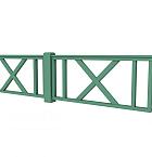 Hekwerk met kruis vuren type D, 328,5 x 73 cm, jungle groen gespoten.