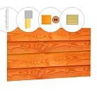 Zweeds rabat douglas enkelzijdige wand B, 228,5 x 224 cm, transparant gespoten.