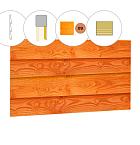 Zweeds rabat plankenset douglas bij achterwand D, 328,5 x 186 cm, transparant gespoten.