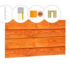 Zweeds rabat plankenset douglas bij voorwand A, t.b.v. enkele deur, 178,5 x 285 cm, transparant gespoten.