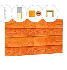 Zweeds rabat plankenset douglas bij voorwand D, t.b.v. dubbele deur, 328,5 x 285 cm, transparant gespoten.