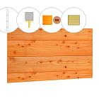 Blokhutprofiel douglas achterwand B, 228,5 x 186 cm, transparant gespoten.