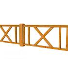 Hekwerk met kruis douglas type D, 328,5 x 73 cm, transparant gespoten.