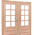 Douglas dubbele 8-ruits deur inclusief kozijn, 168 x 201 cm, transparant gespoten.