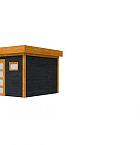 Douglas Topvision Raaf, 298 x 298 cm, wanden zwart geïmpregneerd en basis transparant gespoten.