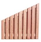 Douglas geschaafd plankenscherm 19-planks 16 mm, 180 x 180-90 cm, verticaal recht aflopend, onbehandeld.