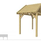 Buitenverblijf met zadeldak Excellent Modulair, vuren, linkerdeel XXL/A, 207x399 cm, groen geïmpregneerd.