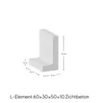 L-Element 60x30x50x10cm Grijs Zichtbeton