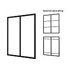 Industriële glaspui A, zwart gecoat aluminium raamwerk, 178,5 x 224 cm.