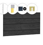 Zweeds rabat douglas enkelzijdige wand C, tbv enkele deur, 278,5 x 224 cm, zwart geïmpregneerd