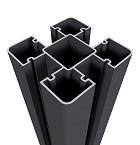 NewTechWood aluminium sleufpaal, met paalkap en paalhouder, 8 x 8 x 190 cm, zwart.