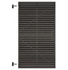 Grenen geschaafd latten deur op verstelbaar frame, horizontaal, 178 X 99 x 5 cm, zwart gespoten.