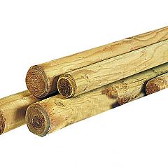 Grenen ronde paal cilindrisch gefreesd haaks gekort 1 zijde gekroond, Ø 10 x 500 cm, groen geïmpregneerd