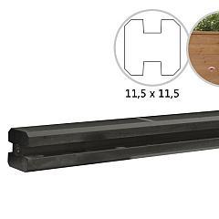 Betonpaal met sleuf en platte kop tbv schutting 11,5 x 11,5 x 277 cm, antraciet tussenpaal, gecoat