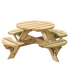 Kinderpicknicktafel rond Jimmy, doorsnede blad 63 cm, groen geïmpregneerd
