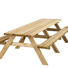 Picknicktafel Lange Jan, 40 mm dik, bladmaat 300 x 70 cm, groen geïmpregneerd