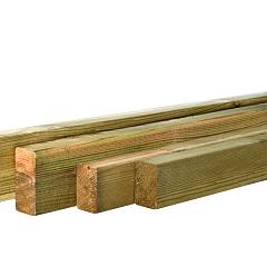Grenen geschaafde regel 4,4 x 6,8 x 300 cm, groen geïmpregneerd