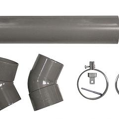 Hemelwaterafvoer PVC Ø 8 cm, 275 cm lang Incl 2 klemmen, 2 bochten en bevestigingsmaterialen