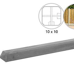 Betonpaal glad met diamantkop 10 x 10 x 310 cm, grijs ongecoat, hoekpaal tbv 2 betonplaten