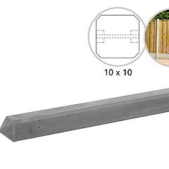 Betonpaal glad met diamantkop 10 x 10 x 310 cm, grijs ongecoat, tussenpaal tbv 2 betonplaten