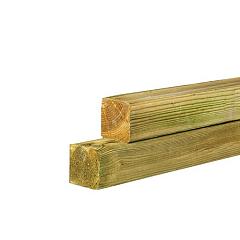 Grenen geschaafde paal 6,8 x 6,8 x 400 cm, zonder diamantkop, groen geïmpregneerd