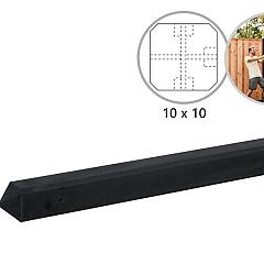 Betonpaal glad met diamantkop 10 x 10 x 280 cm, antraciet gecoat, T-paal