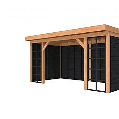 Douglasvision buitenverblijf Comfort Compleet 500 X 270 cm, kleurloos geïmpregneerd, wanden zwart geïmpregneerd