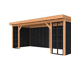 Douglasvision buitenverblijf Comfort Compleet 600 X 270 cm, kleurloos geïmpregneerd, wanden zwart geïmpregneerd