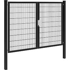 Hillfence metalen dubbele poort Premium-line inclusief slot, 300 x 180 cm, zwart