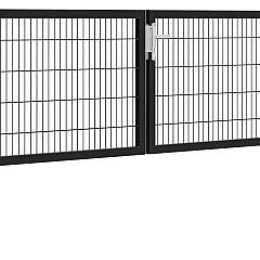 Hillfence metalen dubbele poort Premium-line inclusief slot, 300 x 100 cm, zwart