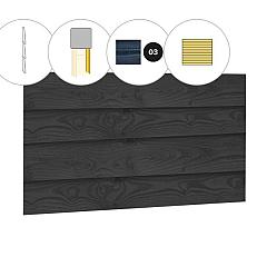 Zweeds rabat plankenset douglas bij wand E, 371 x 224 cm, zwart geïmpregneerd
