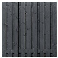 Tuinscherm | Grenen | Tuscon | 19 planks/15mm  | Geschaafd/RVS | Zwart gespoten | Geïmpregneerd | 180x180 cm