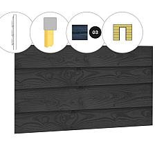 Zweeds rabat douglas enkelzijdige wand C, tbv enkele deur, 278,5 x 224 cm, zwart geïmpregneerd