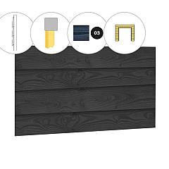 Zweeds rabat douglas enkelzijdige wand C, tbv dubbele deur, 278,5 x 224 cm, zwart geïmpregneerd