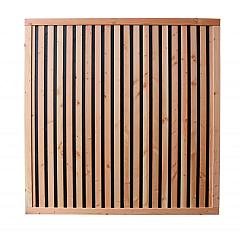 Douglas geschaafd rhombus plankenscherm met zwarte binnenkant, 180 x 180 cm, zwart/onbehandeld