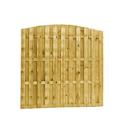 Grenen fijnbezaagd lamellenscherm, 4 regels, 21 lamellen, verticaal toog, 180 x 180 cm, groen geïmpregneerd.