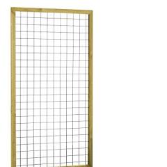 Eco gaastrellis met maas 7,5 x 7,5 cm, in grenen raamwerk 4,5 x 4,5 cm, 90 x 180 cm, groen geïmpregneerd.