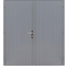 Hardhouten dubbele dichte deur Prestige, 202 x 221 cm, grijs gegrond.