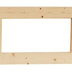 Vuren vast raam met helder glas, 71,2 x 43,8 cm, kleurloos geïmpregneerd.