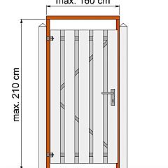 Tuindeurkozijn hardhout met aanslaglat, max. 160 cm breed.