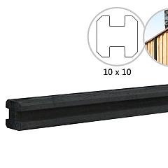 Betonpaal glad met vellingkant, vzv sleuf, 10 x 10 x 270 cm, antraciet, ongecoat, tussenpaal