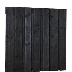 Douglas fijnbezaagd plankenscherm 15-planks 19 mm, 180 x 180 cm, zwart gedompeld.