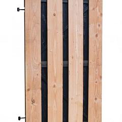 Douglas fijnbezaagde plankendeur met zwarte binnenzijde, op zwart verstelbaar frame, 100 x 180 cm, zwart/onbehandeld.