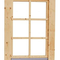 Vuren draai-kiepraam met dubbelglas, 84,4 x 120,4 cm, onbehandeld.