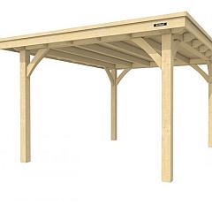 Buitenverblijf plat dak Excellent I, vuren, basismodel XXL/C, 307x399 cm, onbehandeld.